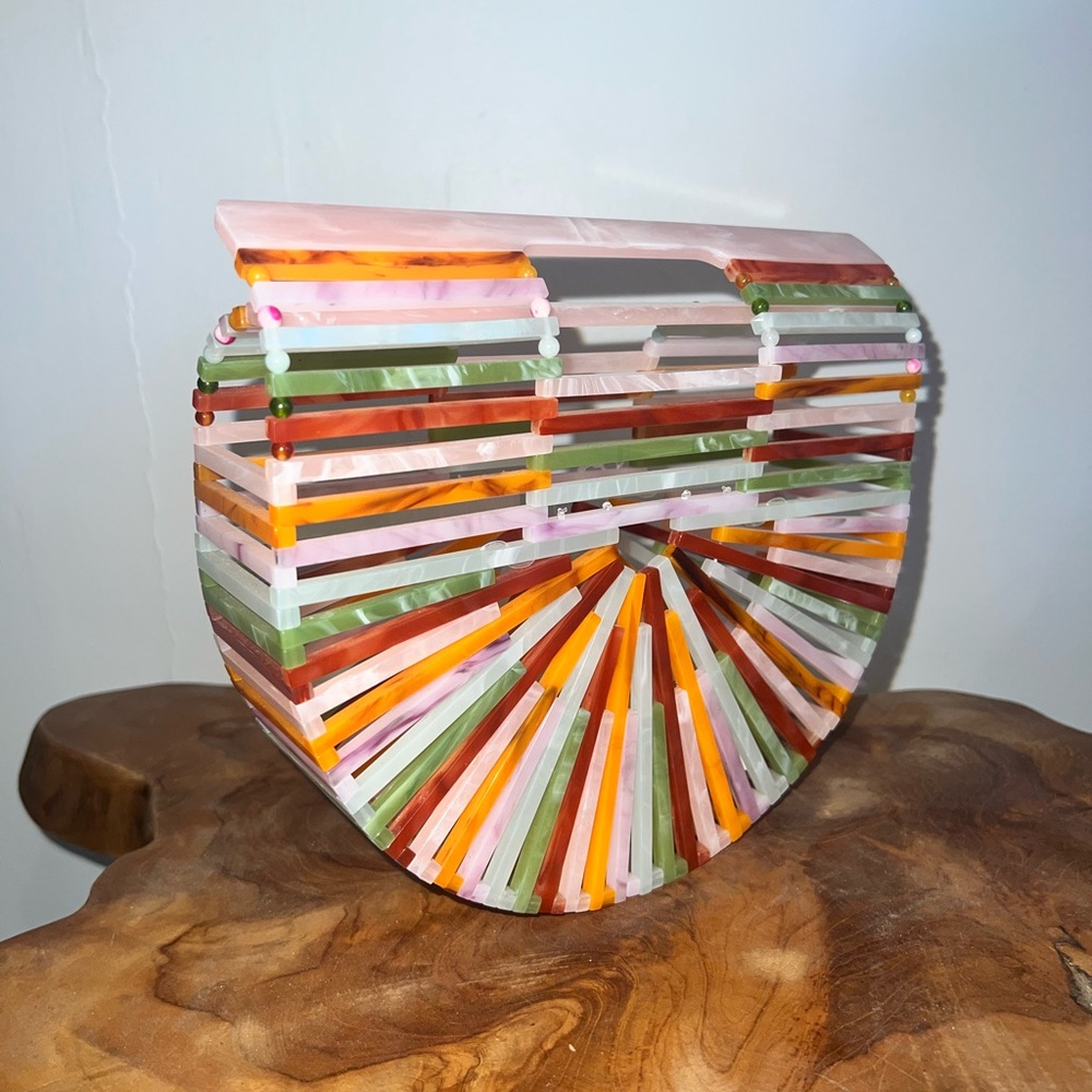 CULT GAIA Colorful Acrylic Striped Handbag